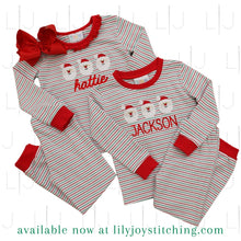 Load image into Gallery viewer, Christmas Candy Stripe Santa Ruffle Set
