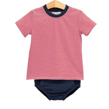 Load image into Gallery viewer, Avery Diaper Set- Red Stripe and Navy
