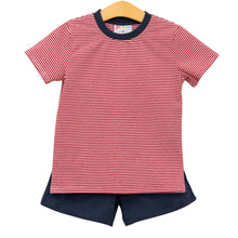 Load image into Gallery viewer, Avery Short Set- Red Stripe and Navy
