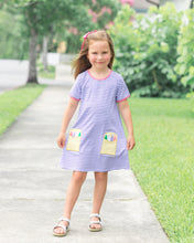 Load image into Gallery viewer, Crayon Pocket Dress- Lavender Stripe
