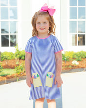 Load image into Gallery viewer, Crayon Pocket Dress- Lavender Stripe
