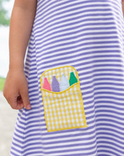 Load image into Gallery viewer, Crayon Pocket Dress- Lavender Stripe
