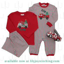 Load image into Gallery viewer, Festive Firetruck Romper
