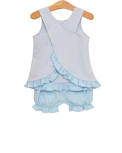 Load image into Gallery viewer, Let's Cheer! Swing Back Bloomer Set- Light Blue Stripe
