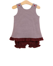Load image into Gallery viewer, Let's Cheer! Swing Back Bloomer Set- Maroon Stripe
