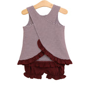 Load image into Gallery viewer, Let's Cheer! Swing Back Bloomer Set- Maroon Stripe
