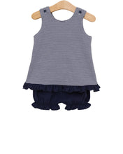 Load image into Gallery viewer, Let's Cheer! Swing Back Bloomer Set- Navy Stripe
