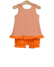 Load image into Gallery viewer, Let's Cheer! Swing Back Bloomer Set- Orange Stripe
