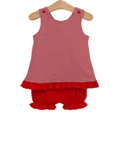 Load image into Gallery viewer, Let's Cheer! Swing Back Bloomer Set- Red Stripe
