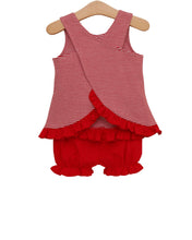 Load image into Gallery viewer, Let's Cheer! Swing Back Bloomer Set- Red Stripe

