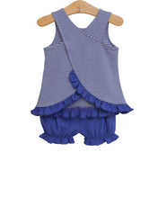 Load image into Gallery viewer, Let's Cheer! Swing Back Bloomer Set- Royal Blue Stripe
