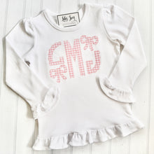 Load image into Gallery viewer, Pink Gingham Bow Monogram Applique
