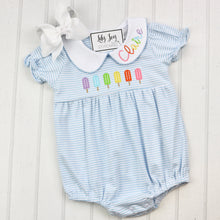 Load image into Gallery viewer, Rainbow Popsicle Striped Bubble with Name on Collar
