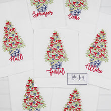 Load image into Gallery viewer, Chinoiserie Christmas Tree Linen Hemstitch Tea Towel
