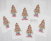 Load image into Gallery viewer, Chinoiserie Christmas Tree Linen Hemstitch Tea Towel
