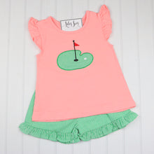 Load image into Gallery viewer, Stitchy Fish Pink Hole in One Ruffle Short Set
