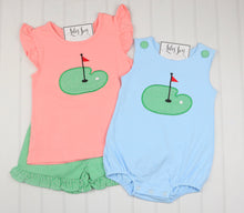 Load image into Gallery viewer, Stitchy Fish Pink Hole in One Ruffle Short Set
