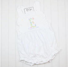 Load image into Gallery viewer, Wildflower Monogram Sunsuit (white or light pink)
