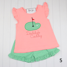 Load image into Gallery viewer, Stitchy Fish Pink Hole in One Ruffle Short Set
