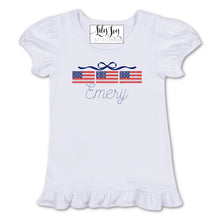Load image into Gallery viewer, Bow Flag Trio Ruffle Tee
