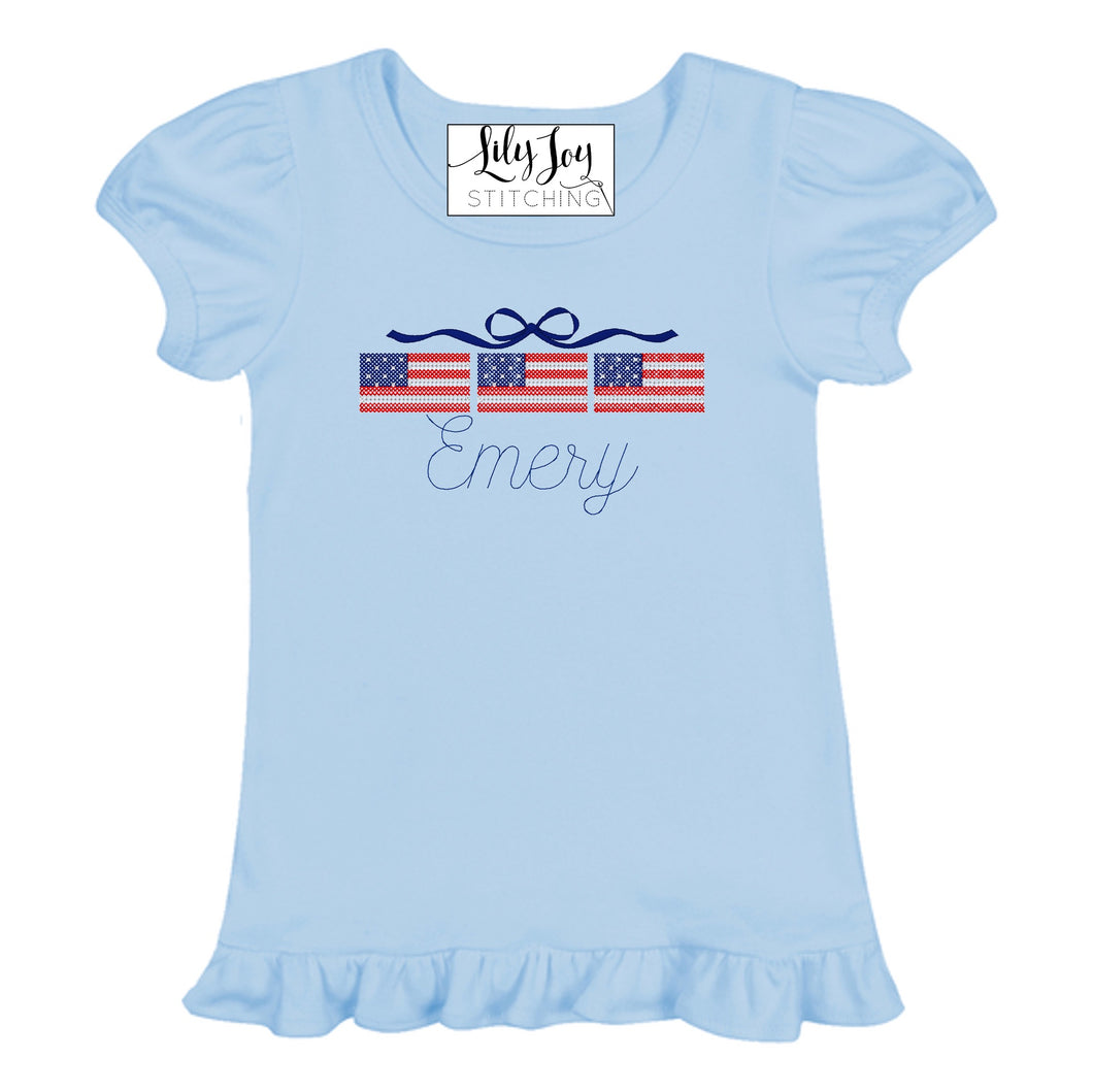 Bow Flag Trio Ruffle Tee